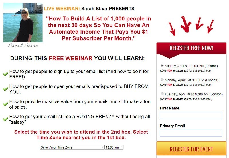 Sarah Staars List Building Webinar