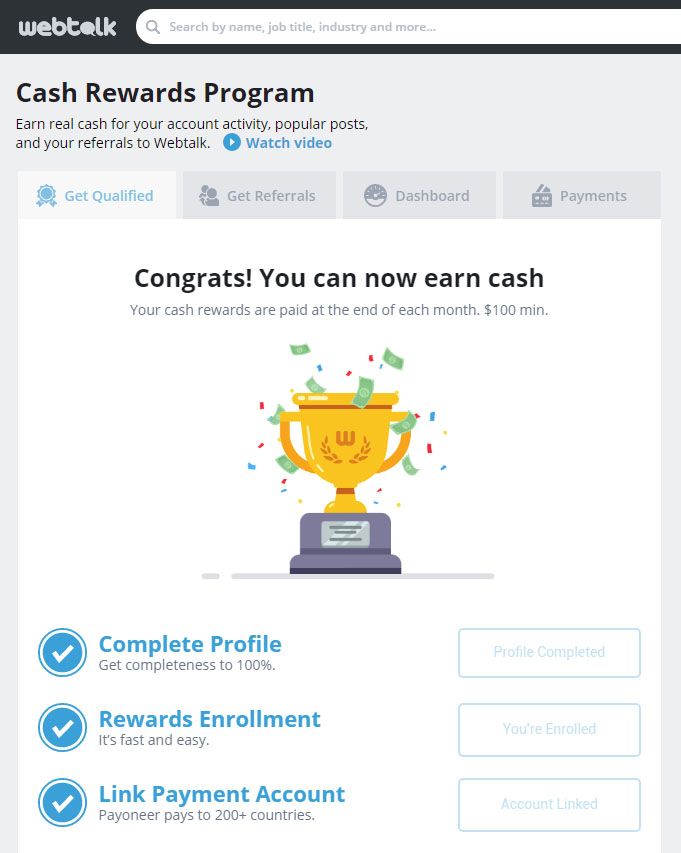 WebTalk Cash Rewards Program