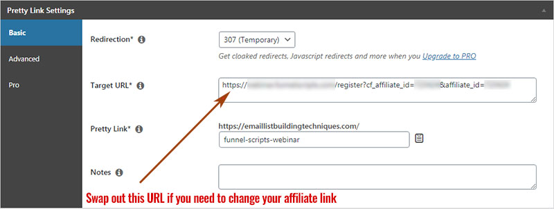 Pretty Links - Swap Out An Affiliate Link