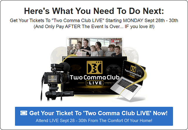 Get Your 2 Comma Club LIVE Ticket