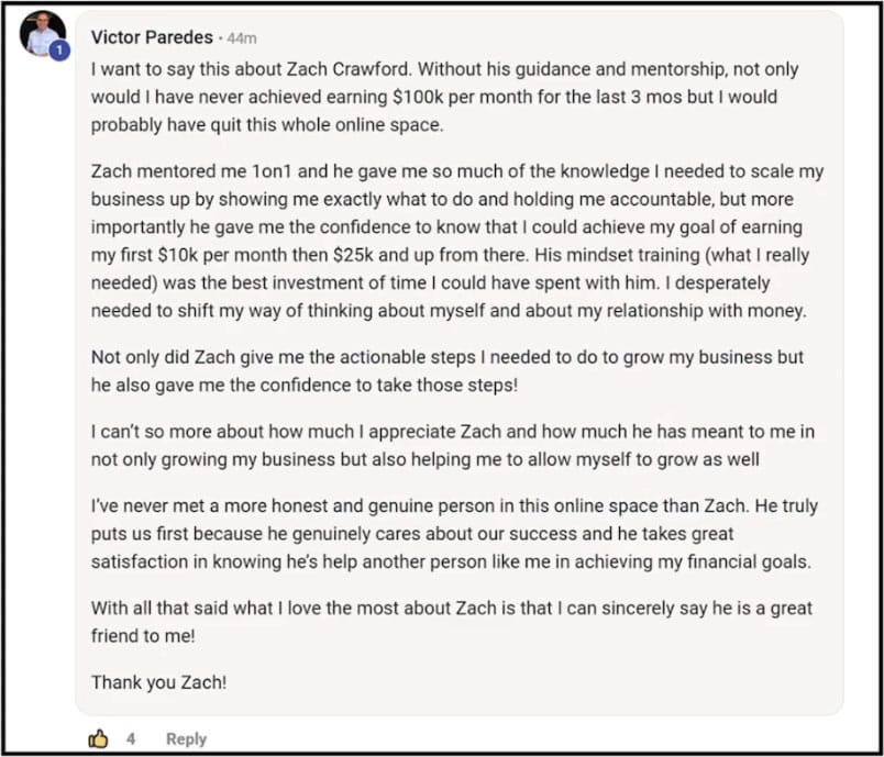 Zach Testimonial
