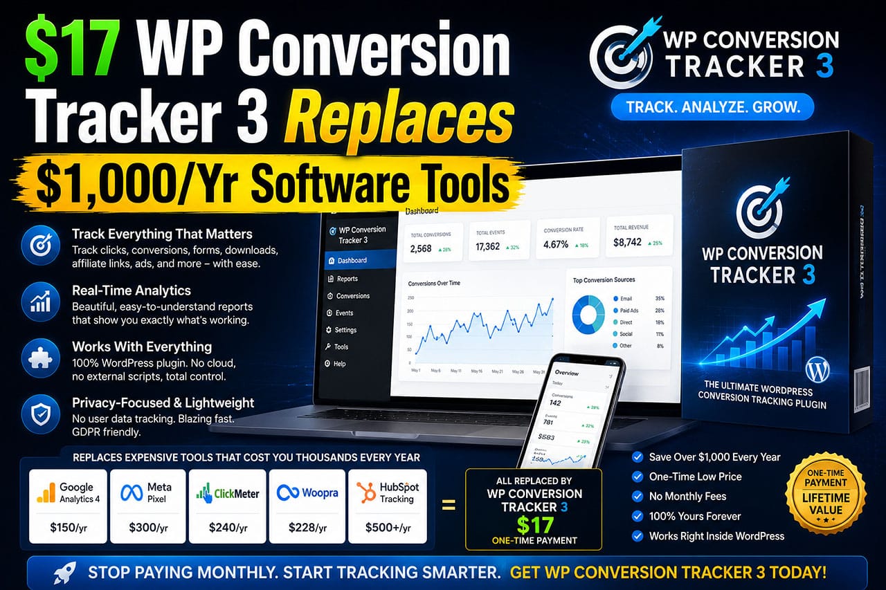 $17 WP Conversion Tracker 3 Replaces $1000/Yr Software Tools post thumbnail image