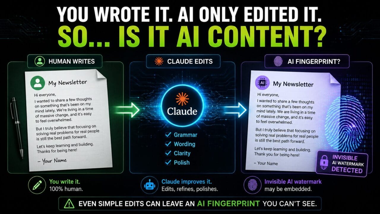Human Written → Claude Edited → AI Fingerprint